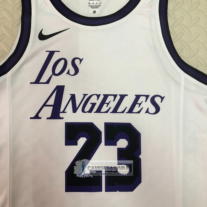 Camiseta Los Angeles Lakers LeBron James NO 23 Ciudad 2022-23 Blanco